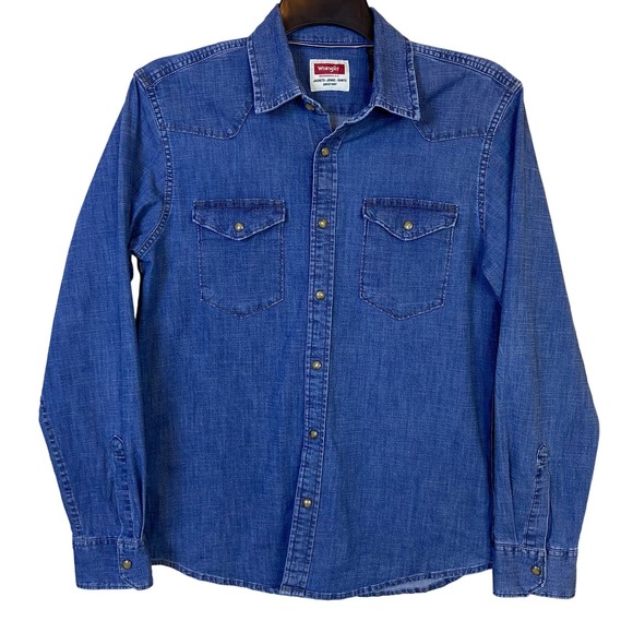 Wrangler Other - Wrangler Western Denim Amber Pearl Snap Button Down -  Size Medium